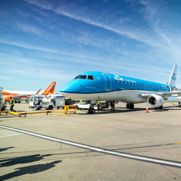 KLM and easyJet aircraft at Jersey Airport