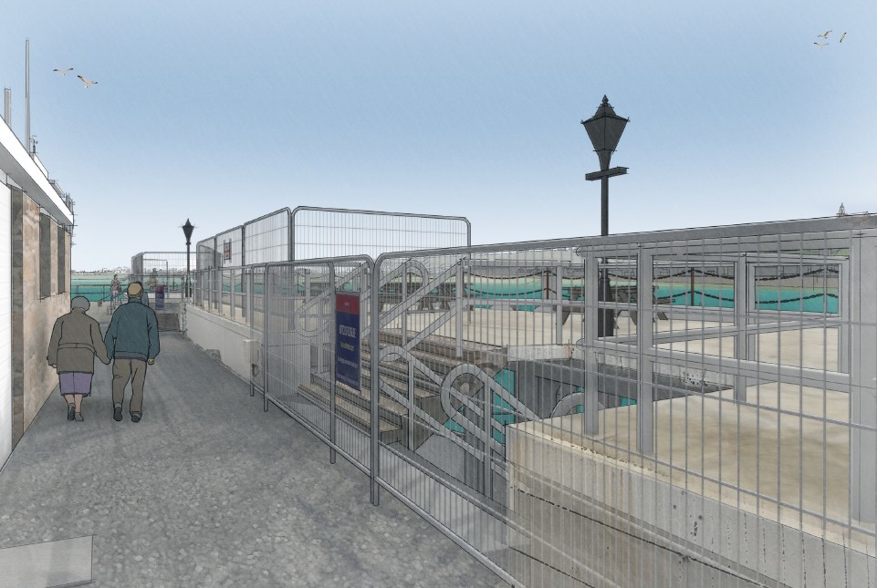 Existing view of Gorey pier with landing stage
